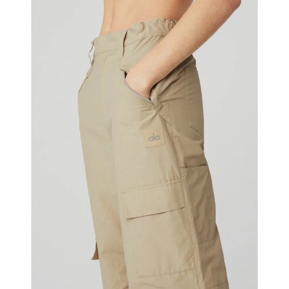Alo Edge Trousers California Sand Tan Outdoor Hiking Utility Khaki Wide Leg Pant - Picture 3 of 13